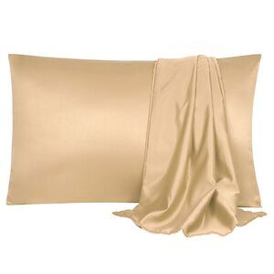 Luxury Satin Pillowcases Silky Pillow Cover Set of 2, Caramel Travel(14"x20")